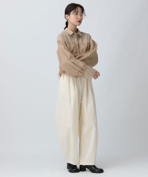 LEPSIM(レプシィム)の「チュールレイヤーストライプシャツ 582492(シャツ/ブラウス・レディース・ブルー/キャメル/ピンク・FREE)」の15枚目の写真