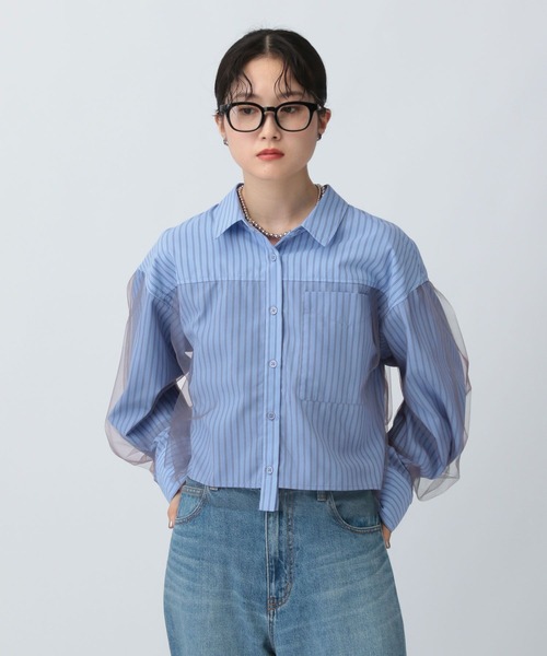 LEPSIM(レプシィム)の「チュールレイヤーストライプシャツ 582492(シャツ/ブラウス・レディース・ブルー/キャメル/ピンク・FREE)」の17枚目の写真