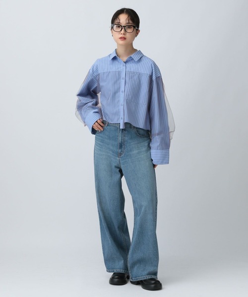 LEPSIM(レプシィム)の「チュールレイヤーストライプシャツ 582492(シャツ/ブラウス・レディース・ブルー/キャメル/ピンク・FREE)」の19枚目の写真