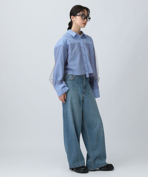 LEPSIM(レプシィム)の「チュールレイヤーストライプシャツ 582492(シャツ/ブラウス・レディース・ブルー/キャメル/ピンク・FREE)」の20枚目の写真