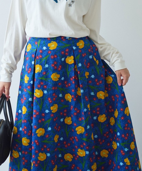 bulle de savon（ビュルデサボン）の「クロッカスプリント スカート（スカート・レディース・ネイビー/キナリ・FREE）」の16枚目の写真
