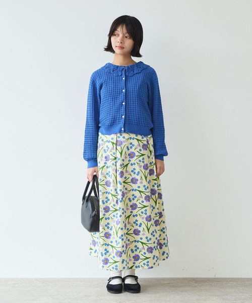 bulle de savon（ビュルデサボン）の「クロッカスプリント スカート（スカート・レディース・ネイビー/キナリ・FREE）」の6枚目の写真