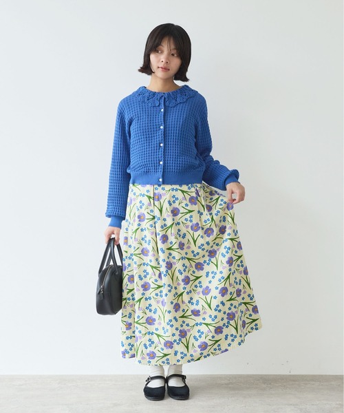 bulle de savon（ビュルデサボン）の「クロッカスプリント スカート（スカート・レディース・ネイビー/キナリ・FREE）」の8枚目の写真