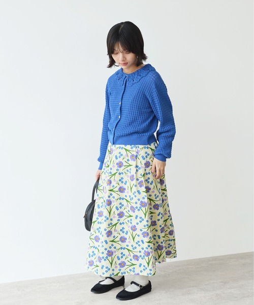 bulle de savon（ビュルデサボン）の「クロッカスプリント スカート（スカート・レディース・ネイビー/キナリ・FREE）」の9枚目の写真