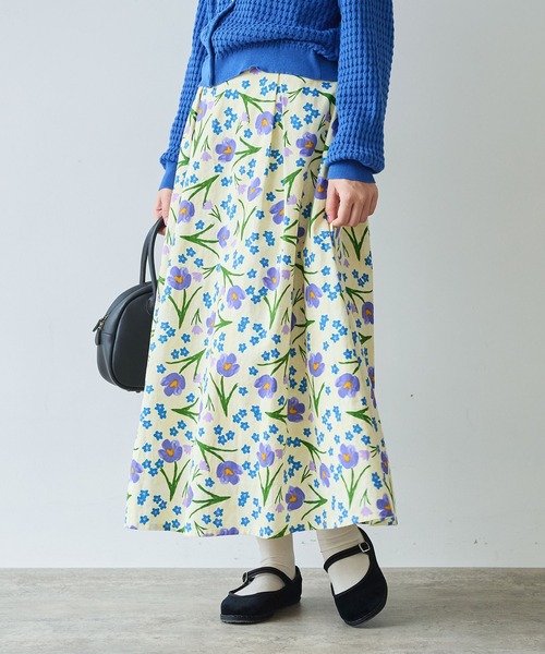 bulle de savon（ビュルデサボン）の「クロッカスプリント スカート（スカート・レディース・ネイビー/キナリ・FREE）」の3枚目の写真