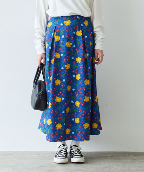 bulle de savon（ビュルデサボン）の「クロッカスプリント スカート（スカート・レディース・ネイビー/キナリ・FREE）」の12枚目の写真