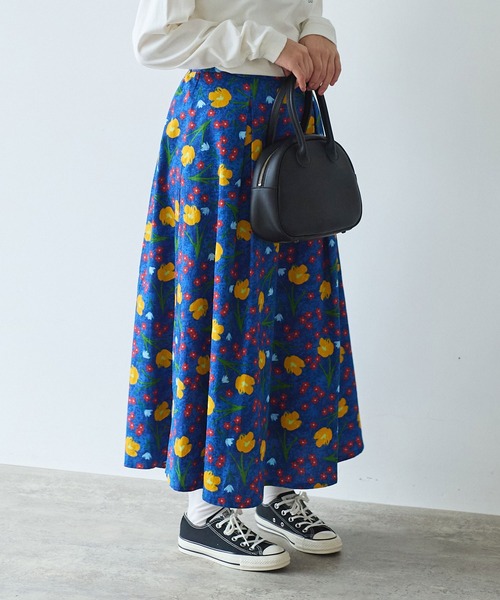 bulle de savon（ビュルデサボン）の「クロッカスプリント スカート（スカート・レディース・ネイビー/キナリ・FREE）」の14枚目の写真