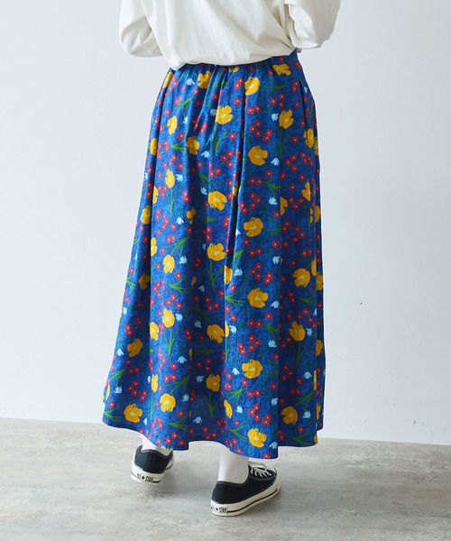 bulle de savon（ビュルデサボン）の「クロッカスプリント スカート（スカート・レディース・ネイビー/キナリ・FREE）」の15枚目の写真