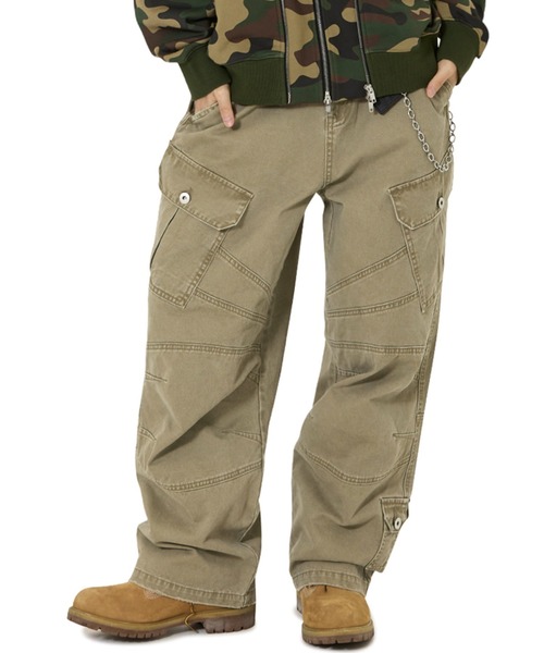 S/E/O韓国ブランドカーゴパンツ/slim pocket pants 韓国 デニムパンツ カーゴパンツ ストリート ウォッシュド Y2K
