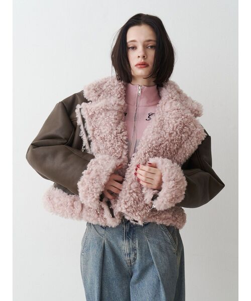 セール】フェイクムートンショートジャケット（ムートンコート