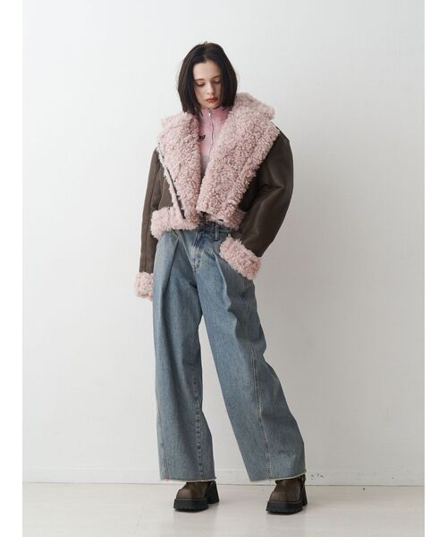 セール】フェイクムートンショートジャケット（ムートンコート