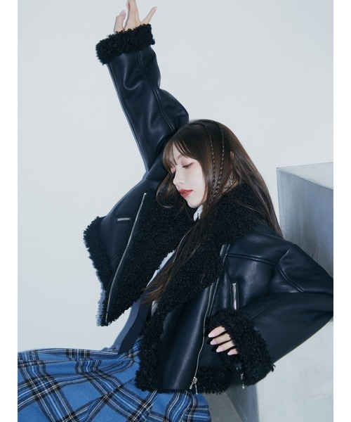 セール】フェイクムートンショートジャケット（ムートンコート