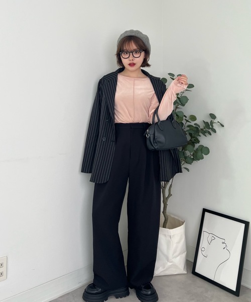 ZOZOMARKET(ゾゾマーケット)の「ZOZOMARKET by tomoka - ジョーゼットベーシックワイドスラックス(スラックス・レディース・ブラック・マルチサイズ)」の2枚目の写真