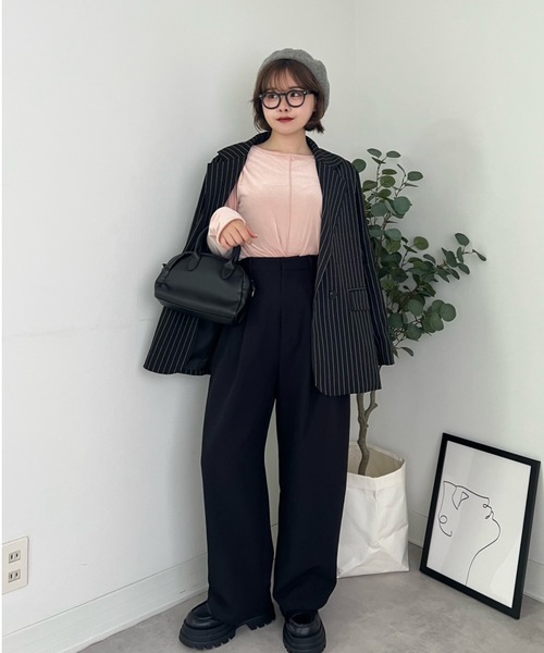 ZOZOMARKET(ゾゾマーケット)の「ZOZOMARKET by tomoka - ジョーゼットベーシックワイドスラックス(スラックス・レディース・ブラック・マルチサイズ)」の4枚目の写真