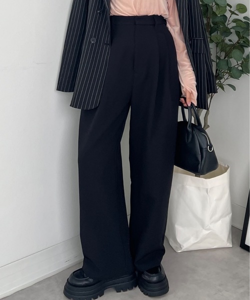 ZOZOMARKET(ゾゾマーケット)の「ZOZOMARKET by tomoka - ジョーゼットベーシックワイドスラックス(スラックス・レディース・ブラック・マルチサイズ)」の3枚目の写真