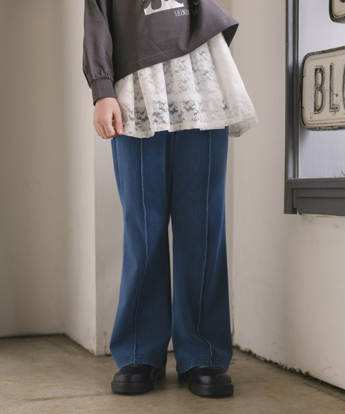 GLOBAL WORK(グローバルワーク)の「スゴラクストレッチフレアパンツ/579689(その他パンツ・キッズ・ブラック系その他/ブラック/ブルー・130cm/140cm/160cm/150cm)」の7枚目の写真