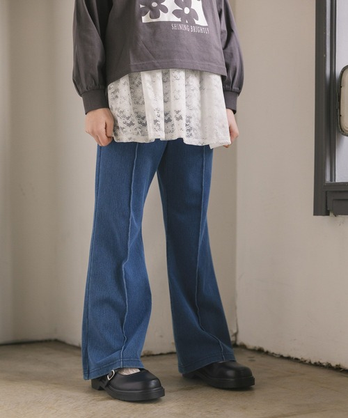 GLOBAL WORK(グローバルワーク)の「スゴラクストレッチフレアパンツ/579689(その他パンツ・キッズ・ブラック系その他/ブラック/ブルー・130cm/140cm/160cm/150cm)」の4枚目の写真