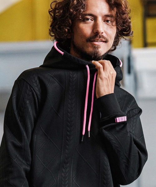 mpa3926-Cable Knit Jersey Parka ニットジャージパーカー(F25F070