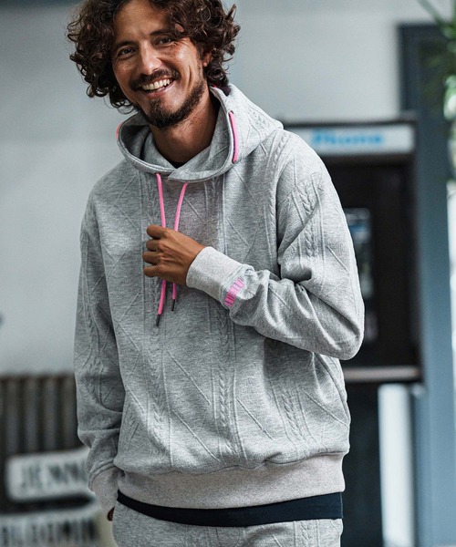 mpa3926-Cable Knit Jersey Parka ニットジャージパーカー(F25F070