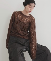 ⭐︎【新品】SHAREEF 七分袖 リネン100％ ニット ブラウン 3030004694780673_01_4302.jpeg