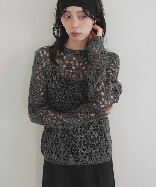 LIAN（リアン）の「クロシェニットプルオーバー（ニット/セーター・レディース・アイボリー/ブラウン/レッド/チャコールグレー・FREE）」の3枚目の写真