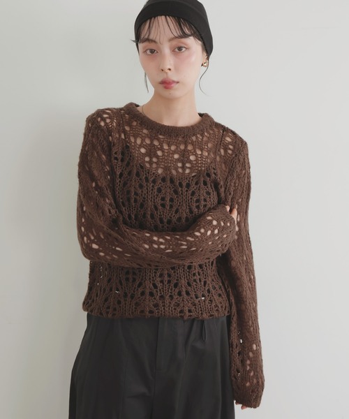 LIAN（リアン）の「クロシェニットプルオーバー（ニット/セーター・レディース・アイボリー/ブラウン/レッド/チャコールグレー・FREE）」の11枚目の写真