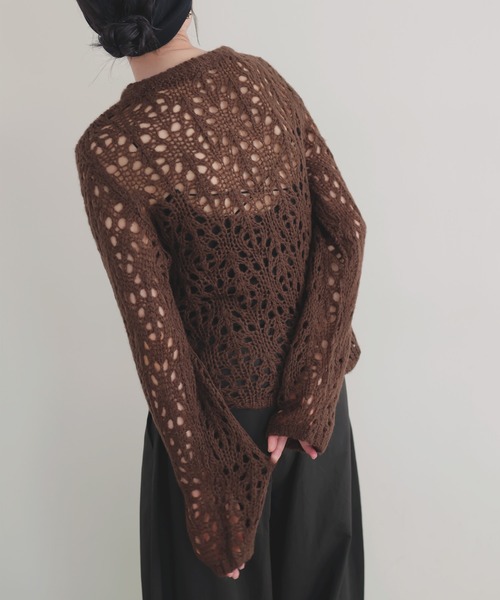 LIAN（リアン）の「クロシェニットプルオーバー（ニット/セーター・レディース・アイボリー/ブラウン/レッド/チャコールグレー・FREE）」の13枚目の写真