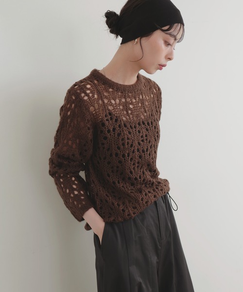 ✨最終値下げ✨試着のみ新品✨AURALEE/オーラリー✨クロシェ編み 半袖ニット セール】クロシェニットプルオーバー（ニット/セーター）｜LIAN