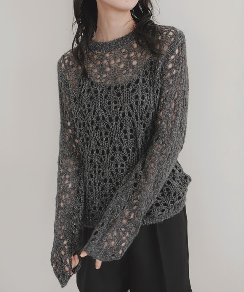 LIAN（リアン）の「クロシェニットプルオーバー（ニット/セーター・レディース・アイボリー/ブラウン/レッド/チャコールグレー・FREE）」の7枚目の写真