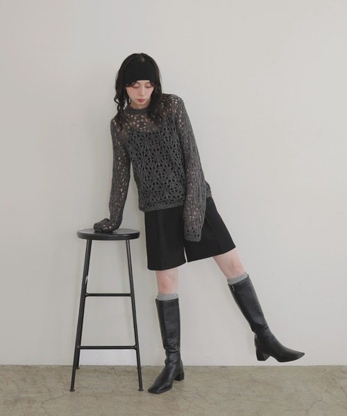 LIAN（リアン）の「クロシェニットプルオーバー（ニット/セーター・レディース・アイボリー/ブラウン/レッド/チャコールグレー・FREE）」の8枚目の写真