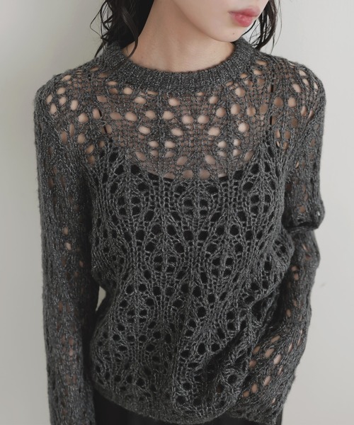 LIAN（リアン）の「クロシェニットプルオーバー（ニット/セーター・レディース・アイボリー/ブラウン/レッド/チャコールグレー・FREE）」の10枚目の写真