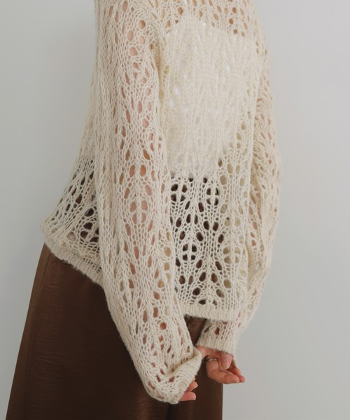 LIAN（リアン）の「クロシェニットプルオーバー（ニット/セーター・レディース・アイボリー/ブラウン/レッド/チャコールグレー・FREE）」の20枚目の写真