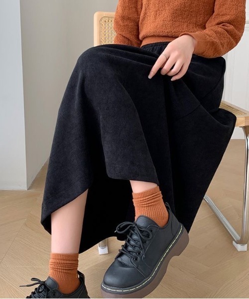 SHEPP(シープ)の「コーデュロイ Aラインミディスカート(スカート・レディース・チャコール/カーキ/ベージュ/ブラック・L/M)」の9枚目の写真
