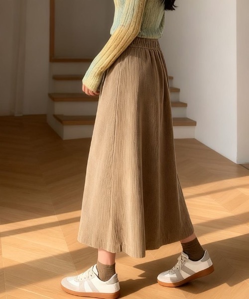 セール】コーデュロイ Aラインミディスカート（スカート）｜SHEPP