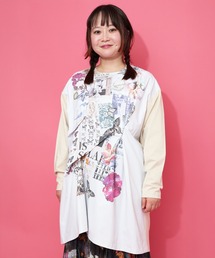 セール】553239：不思議な街柄タック入りワンピース（ワンピース）｜iS