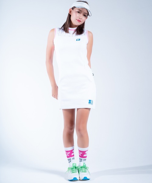 STARTER(スターター)の「●STARTER GOLF●スターター ダンボールニット×メッシュ素材インナーパンツ付きノースリーブワンピースレディース SG-123012(ワンピース・レディース・ホワイト/ネイビー/ブラック・S)」の5枚目の写真