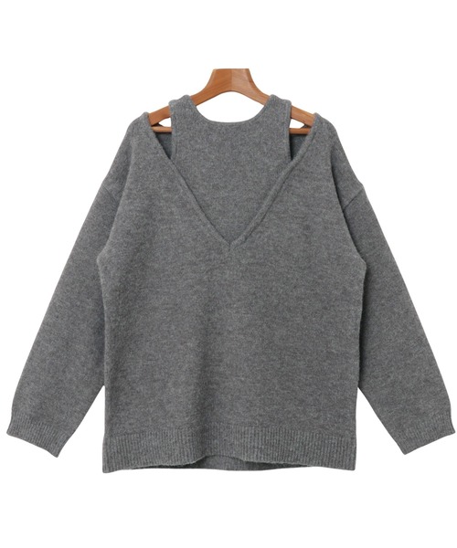 セール】肩スリットレイヤード風ニットトップス（ニット/セーター