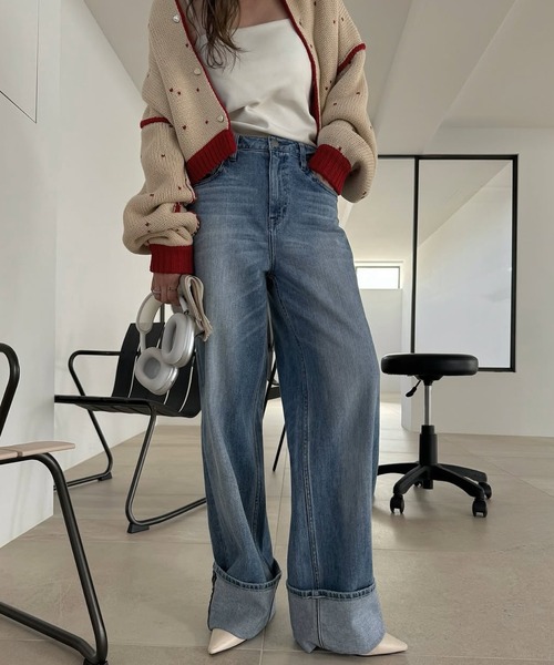 Healthy Denim × WILLFULLY】'Chronos' rollup straight denim PT