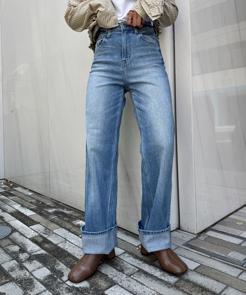 Healthy denim（ヘルシーデニム）の「【Healthy Denim × WILLFULLY】"Chronos" rollup straight denim PT（デニムパンツ・レディース・ライトブルー・XS/S/M）」の20枚目の写真