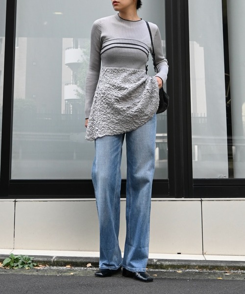Healthy denim（ヘルシーデニム）の「【Healthy Denim × WILLFULLY】"Chronos" rollup straight denim PT（デニムパンツ・レディース・ライトブルー・XS/S/M）」の2枚目の写真