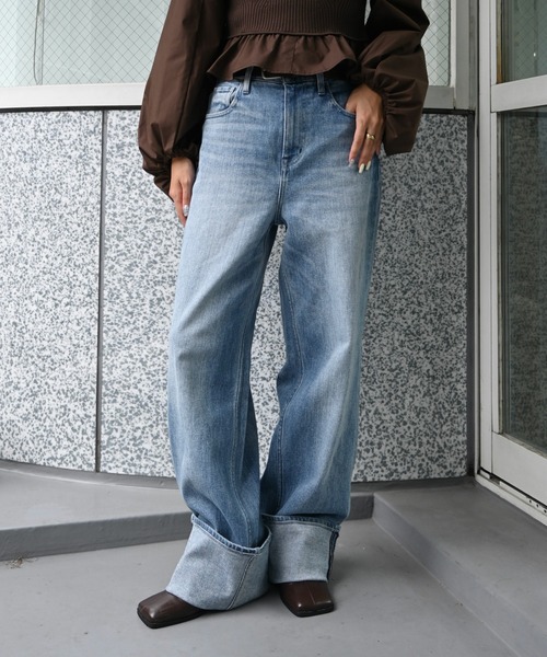 Healthy denim（ヘルシーデニム）の「【Healthy Denim × WILLFULLY】"Chronos" rollup straight denim PT（デニムパンツ・レディース・ライトブルー・XS/S/M）」の16枚目の写真