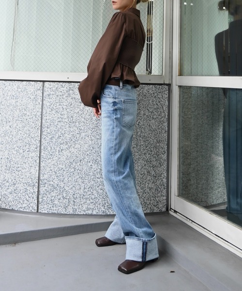 Healthy denim（ヘルシーデニム）の「【Healthy Denim × WILLFULLY】"Chronos" rollup straight denim PT（デニムパンツ・レディース・ライトブルー・XS/S/M）」の17枚目の写真