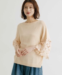 studio CLIP | 7ゲージニット袖レースプルオーバー(ニット/セーター)
