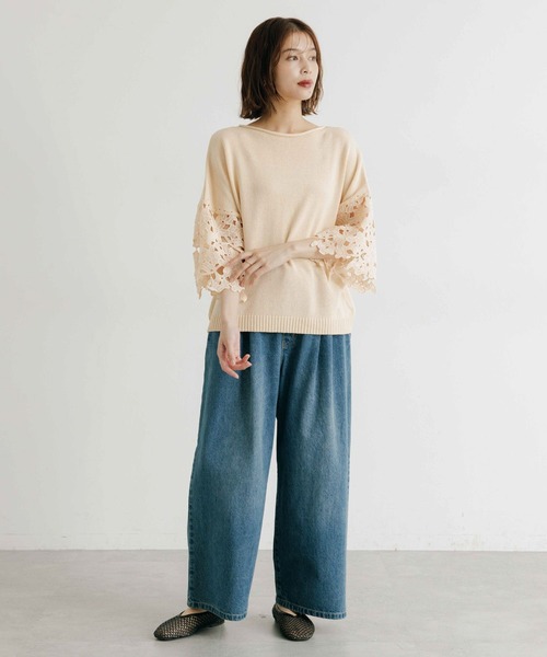 studio CLIP（スタディオクリップ）の「7ゲージニット袖レースプルオーバー（ニット/セーター・レディース・ネイビー/アイボリー・FREE）」の17枚目の写真
