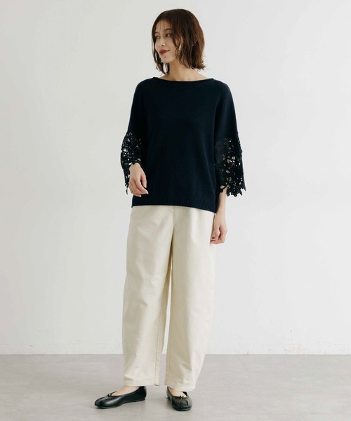 studio CLIP（スタディオクリップ）の「7ゲージニット袖レースプルオーバー（ニット/セーター・レディース・ネイビー/アイボリー・FREE）」の12枚目の写真