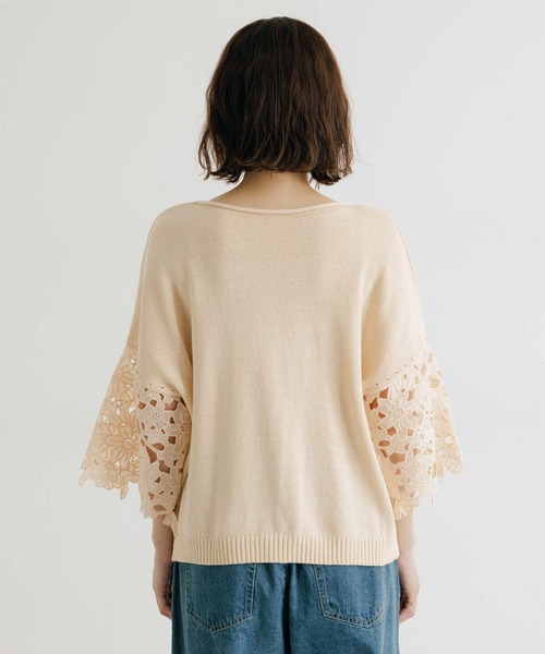 studio CLIP（スタディオクリップ）の「7ゲージニット袖レースプルオーバー（ニット/セーター・レディース・ネイビー/アイボリー・FREE）」の9枚目の写真