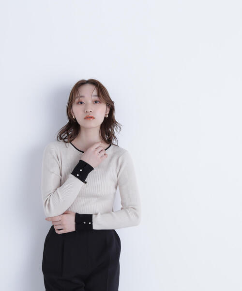 ◇フロントボタンバイカラーニット（ニット/セーター）｜NATURAL