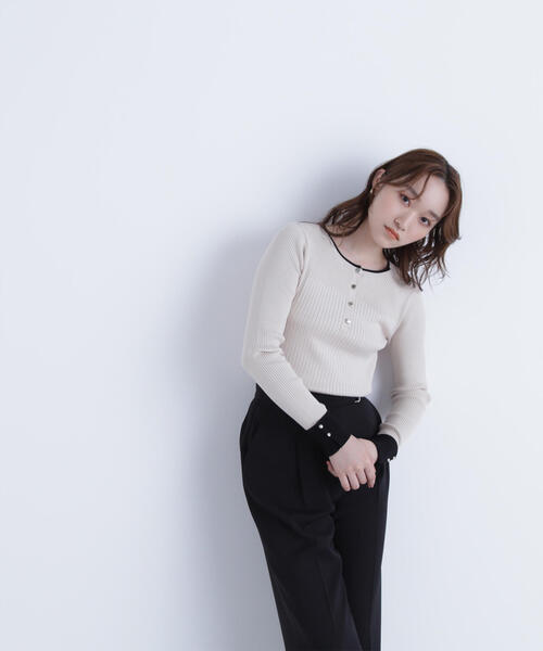 ◇フロントボタンバイカラーニット（ニット/セーター）｜NATURAL