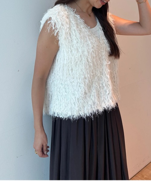 cadune カデュネ　ふわふわトップス tops カデュネ CADUNE ふわふわトップス （グレー） - ファッション