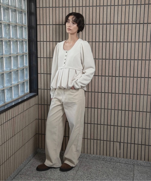 uneck balloon corduroy tops lawgy ブラウス uneck balloon corduroy tops lawgy ブラウス lawgy バルーンシャツ
